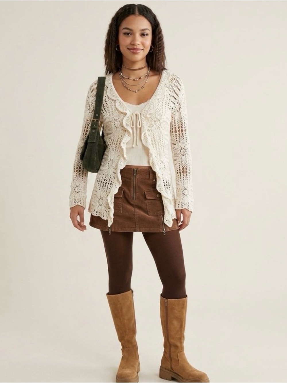 White Stag Crochet Knit Cardigan Women’s Size XL Coquette Fairycore Y2K Cottage